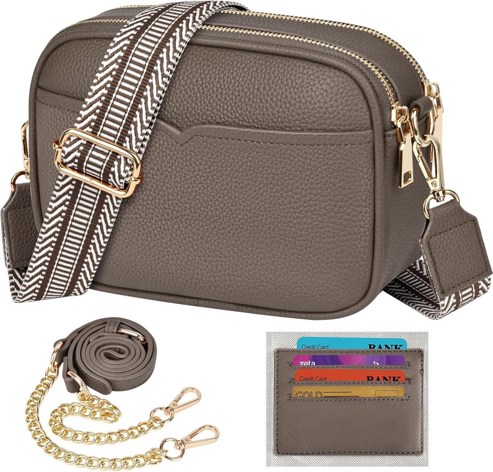 TEUEN Damen-Umhängetasche Crossbody PU Leder Grau