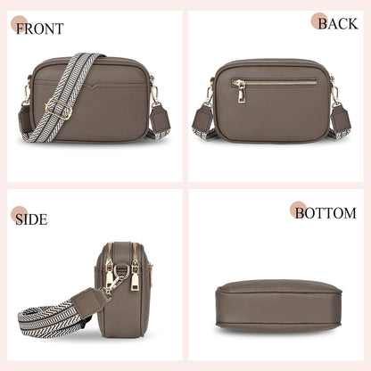 TEUEN Damen Umhängetasche grau PU Leder Crossbody