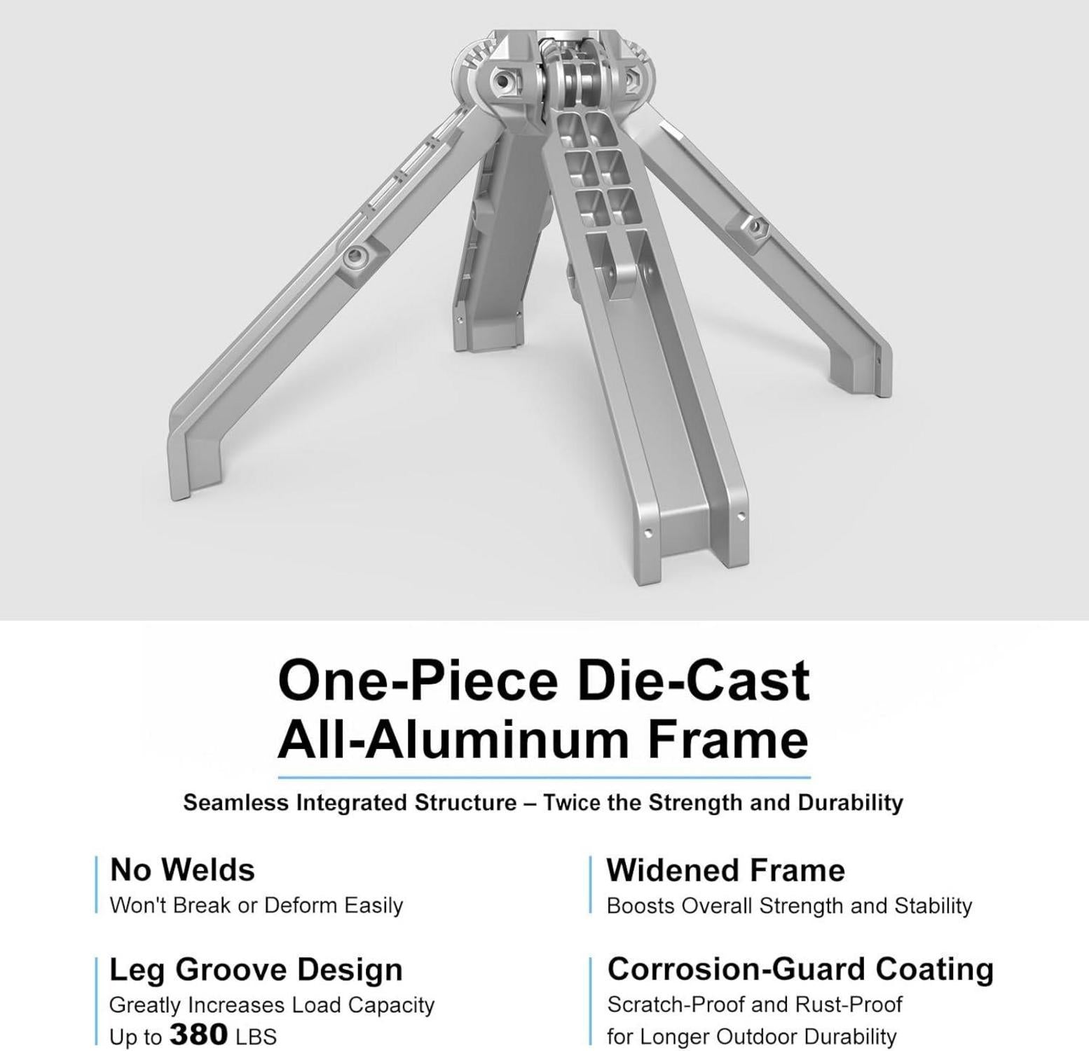 Metall-Klapp-Campingtisch hitzebeständig 172 kg Tragfähigkeit Aluminiumgestell Gummifüße Strand Auto-Camping Reisen