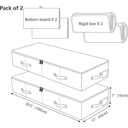 2er-Pack Unterbett-Aufbewahrungsboxen, Dunkelgrau