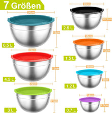 Onader Rührschüssel Set 7-teilig Edelstahl Salatschüsseln