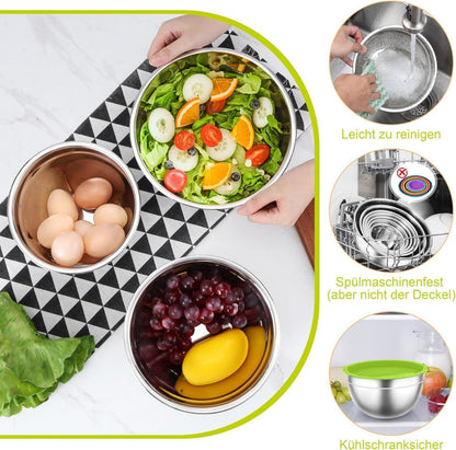 Rührschüssel Set Edelstahl Salatschüssel luftdichtem Deckel 7er Bunt