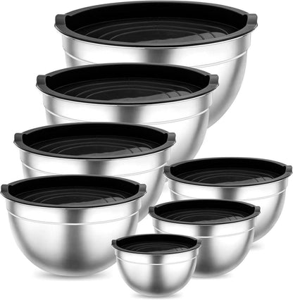 Rührschüssel Set Edelstahl Salatschüssel 7er Set Luftdichtem Deckel