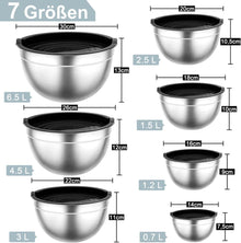 Onader Edelstahl Rührschüssel Set 7er Salatschüssel