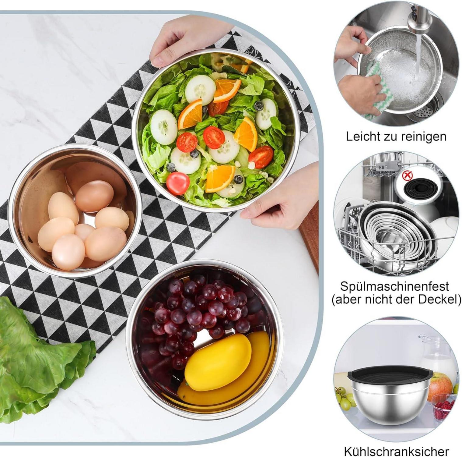 Rührschüssel Set Edelstahl Salatschüssel 7er