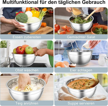 Rührschüssel Set Edelstahl Salatschüssel 7er Luftdichter Deckel Schwarz 7er