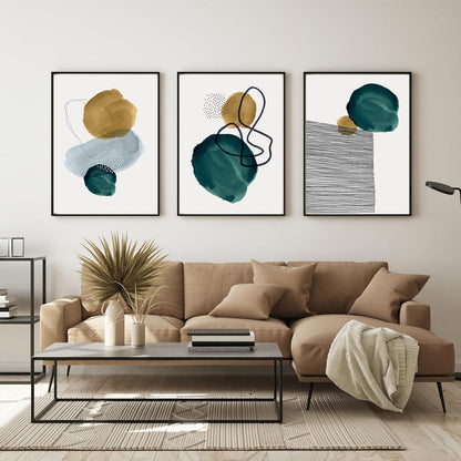 Moderne Abstrakt Leinwand Bilder Wohnzimmer Set 3-teilig 40x60cm