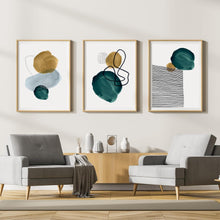 Moderne Boho Leinwandbilder Wohnzimmer Set 3-teilig 30x40cm Geometrie