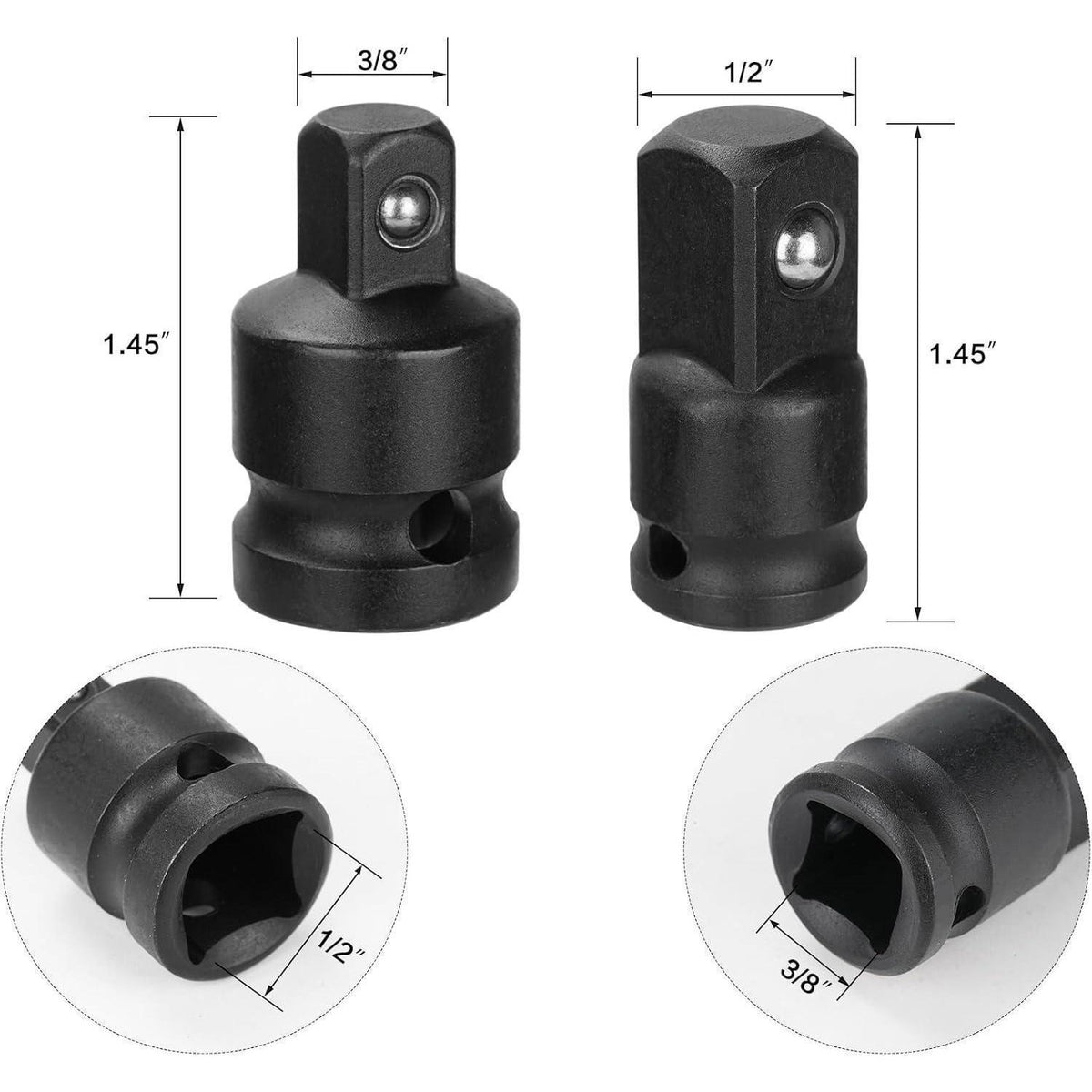 Stecknuss-Adapter Set 3-teilig mit Winkeladapter