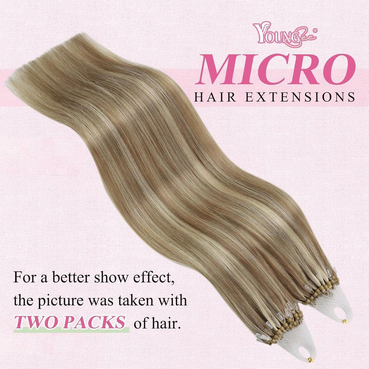 Echthaar Micro Ring Extensions Hellbraun mit Highlights