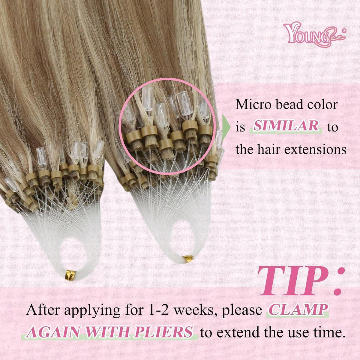 Echthaar Micro Ring Extensions Hellbraun mit Highlights