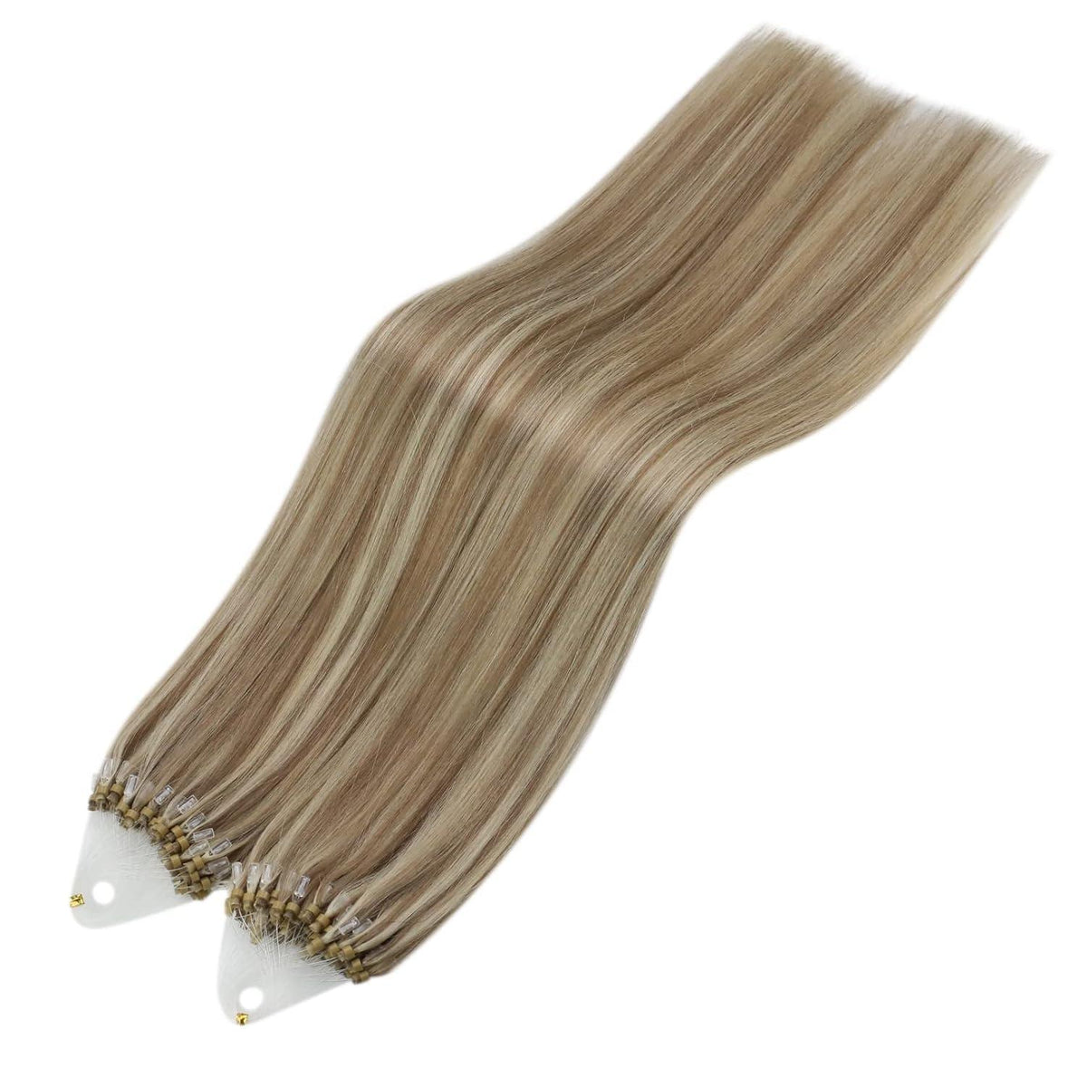 Echthaar Micro Ring Extensions Hellbraun mit Highlights
