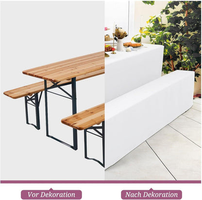 Elastische Biertischhussen Bierbankhusse Tischdecken-Set 3 tlg. 50 cm für Bierzeltgarnituren 220 x 50 x 70 cm