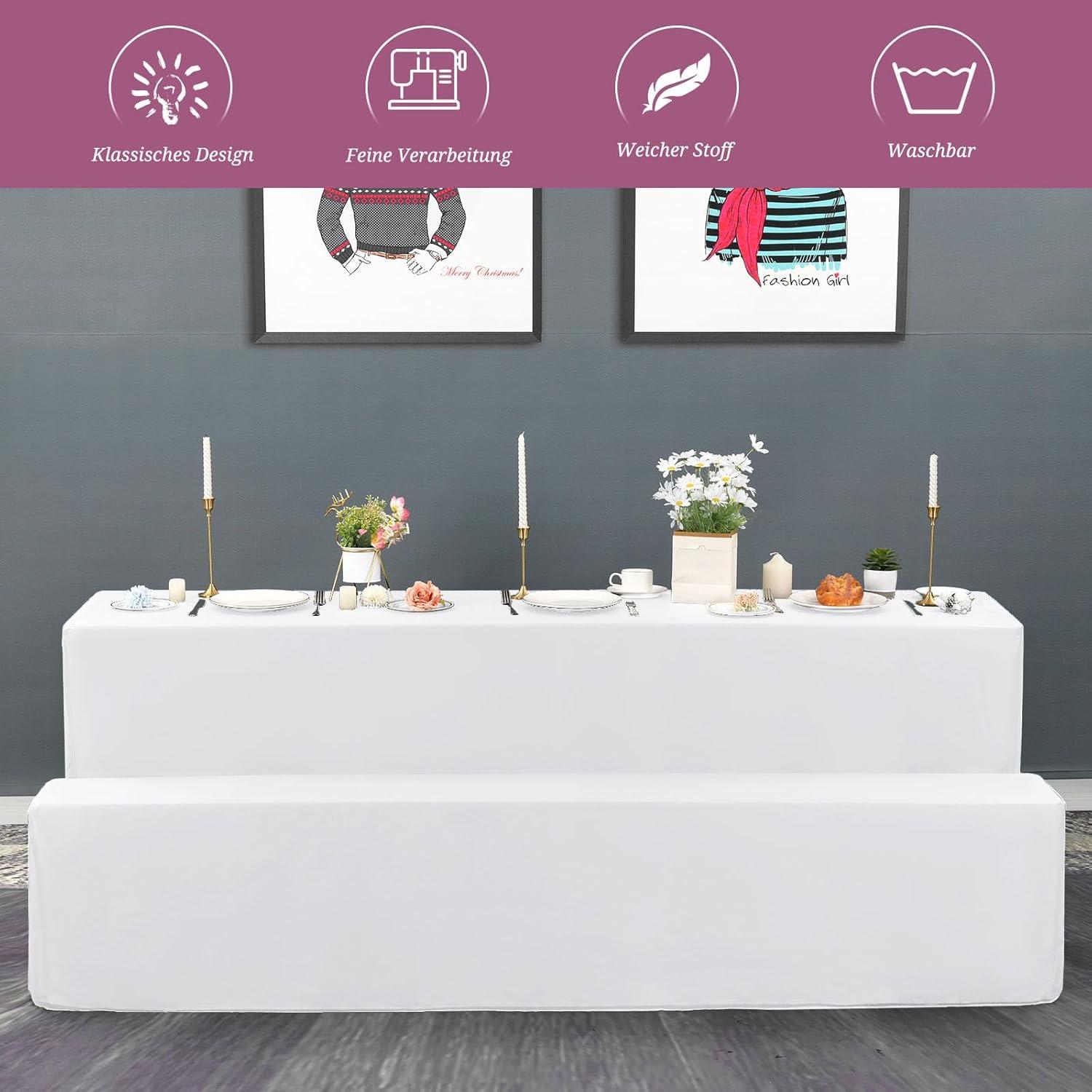 Elastische Biertischhussen Bierbankhusse Tischdecken-Set 220x50x70cm (3er