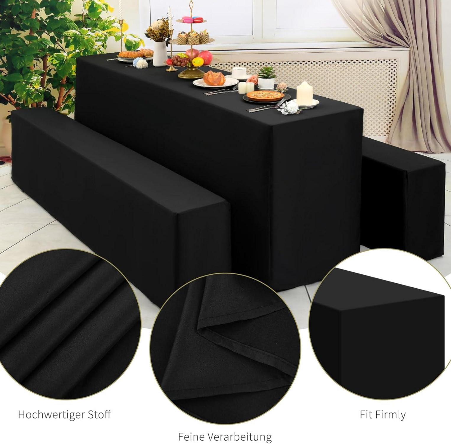 Schwarze Elastische Biertischhussen und Tischdecken Set, 220 x 70 x 75