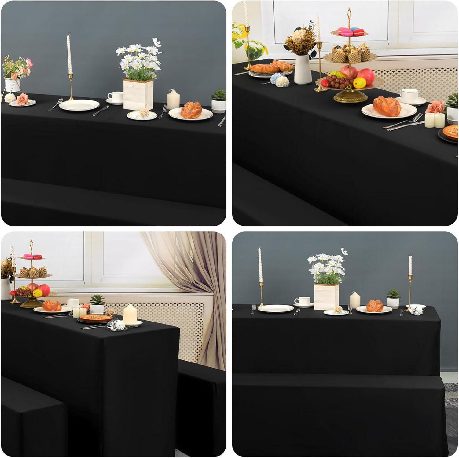 Schwarze elastische Biertischhussen Set, 220 x 70 x 75 cm (3