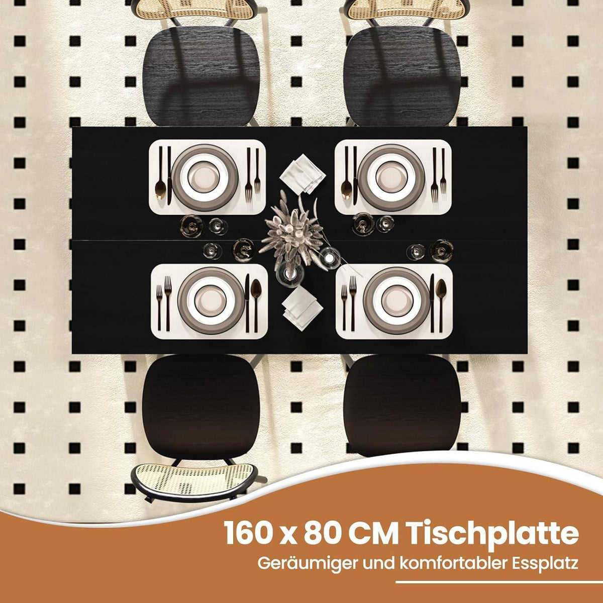 Holz Esstisch 160x80 cm – Modern & Stabil für 4 Personen