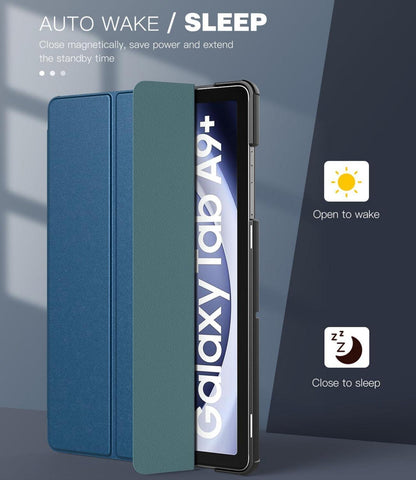 Samsung Galaxy Tab A9+ Hülle 11 Zoll 2023 - Schlank Leicht Schutzhülle Pfau Blau