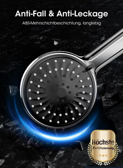 Hochdruck Duschkopf mit 5 Strahlarten und Wasserersparnis