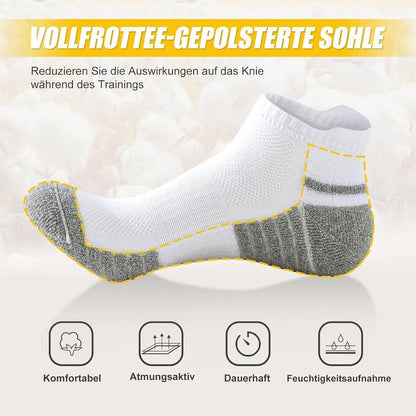 Gepolsterte Sportsocken Herren Damen 6er Pack Schwarz & Weiß 35-50