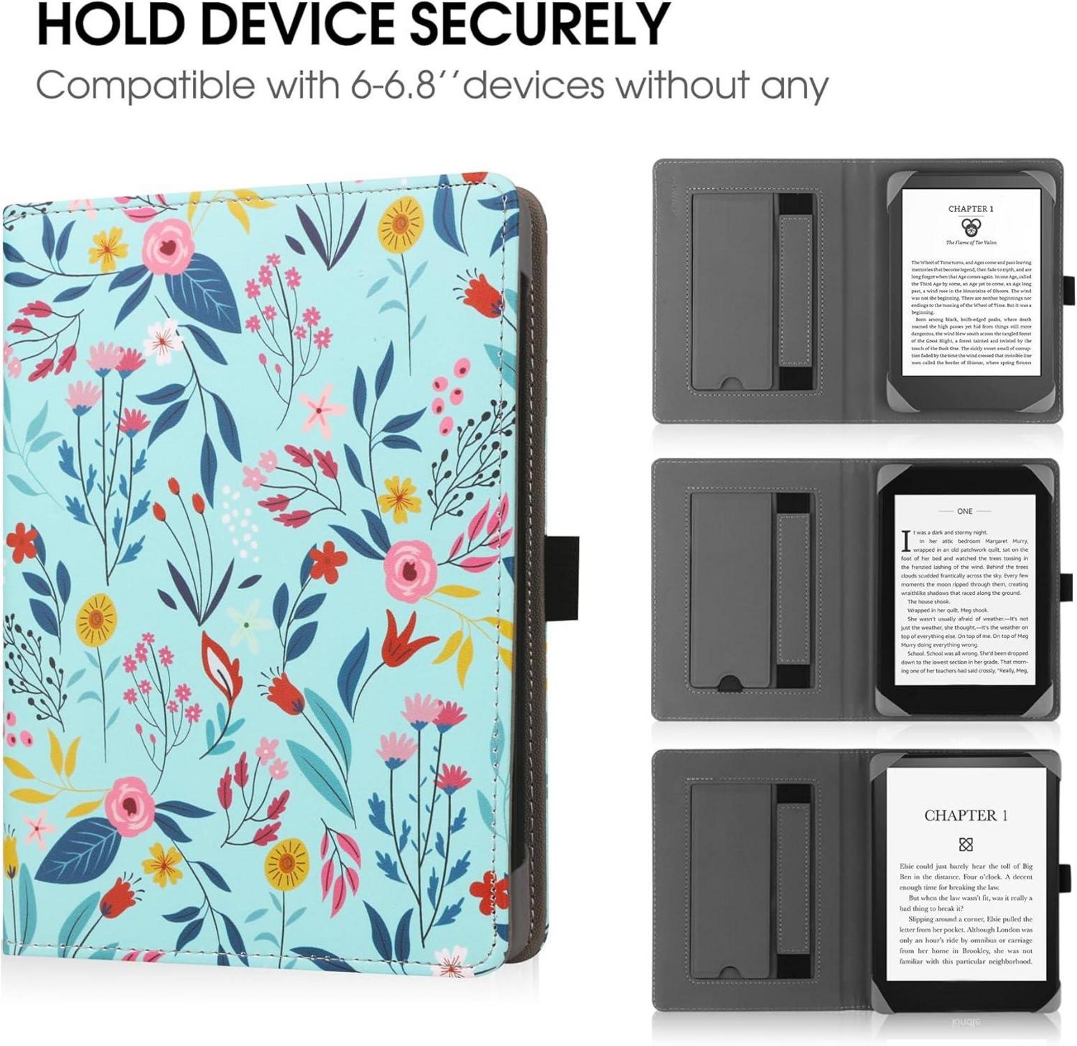 Universal Ständerhülle für 6-6.8 Zoll eReader PU Leder Handschlaufe Cover