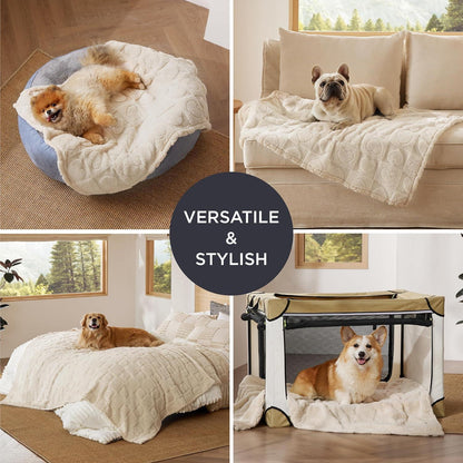 BEDSURE Waschbare Hundedecke Coral Fleece Cremeweiß 203x152cm