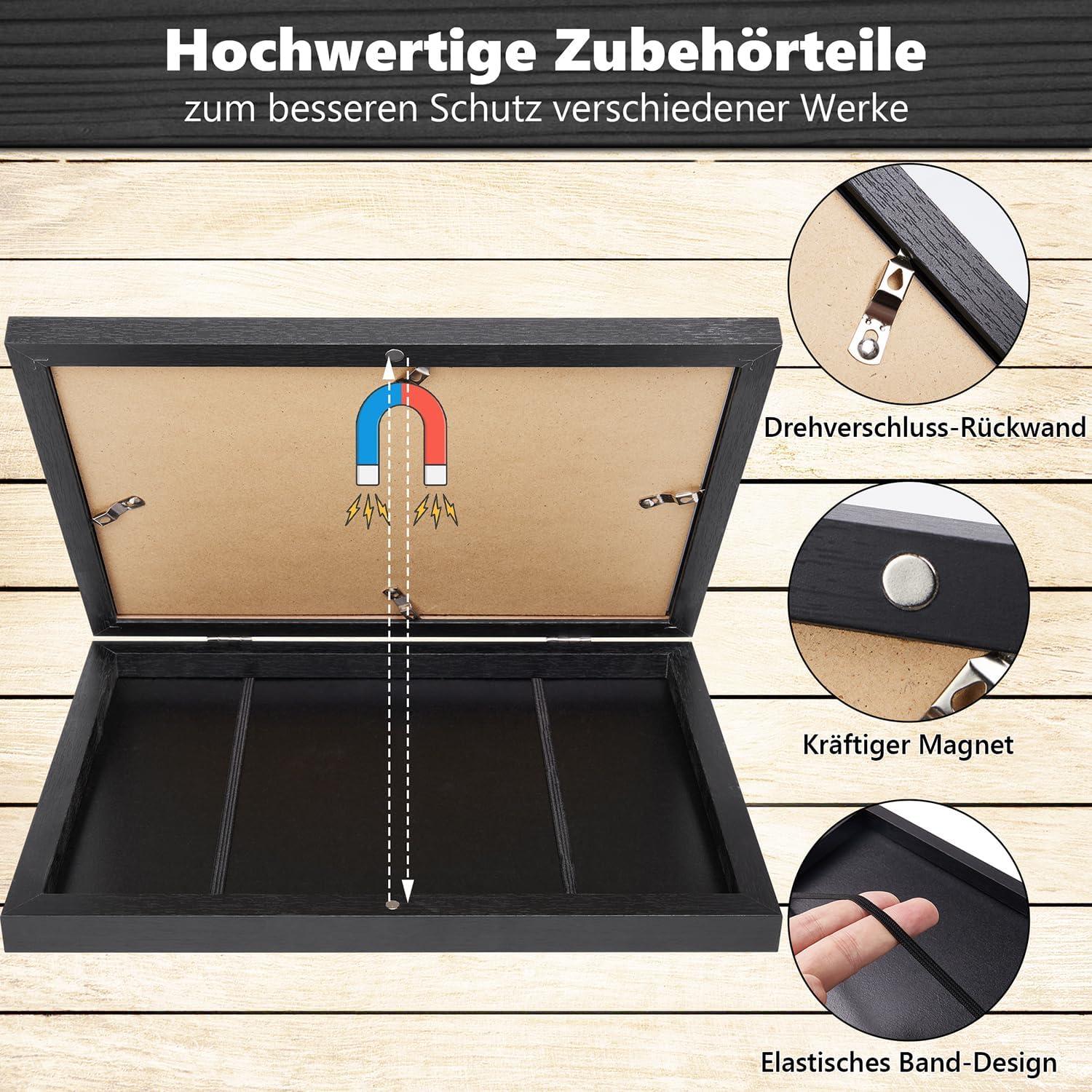 Kinderzeichnungen Bilderrahmen A4 Schwarz 2 Stück Eco-MDF Kinder Kunstrahmen Wandmontage