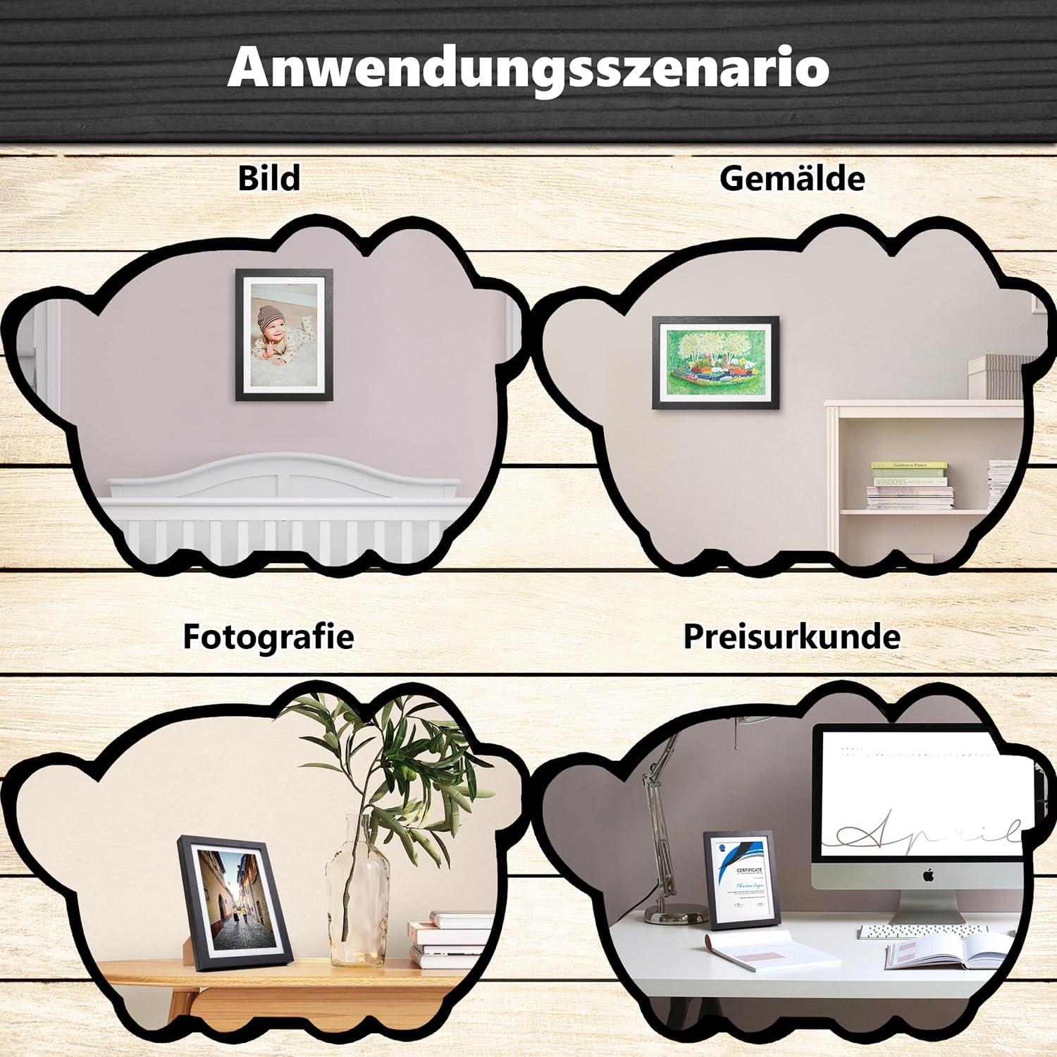 Kromapolis Kinderbilderrahmen A4 Schwarz 2er Set Acrylglas Wandmontage