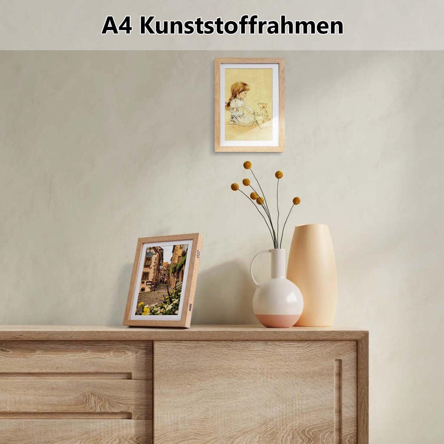 Bilderrahmen für Kinderzeichnungen A4 Aufstellbar Wandmontierbar