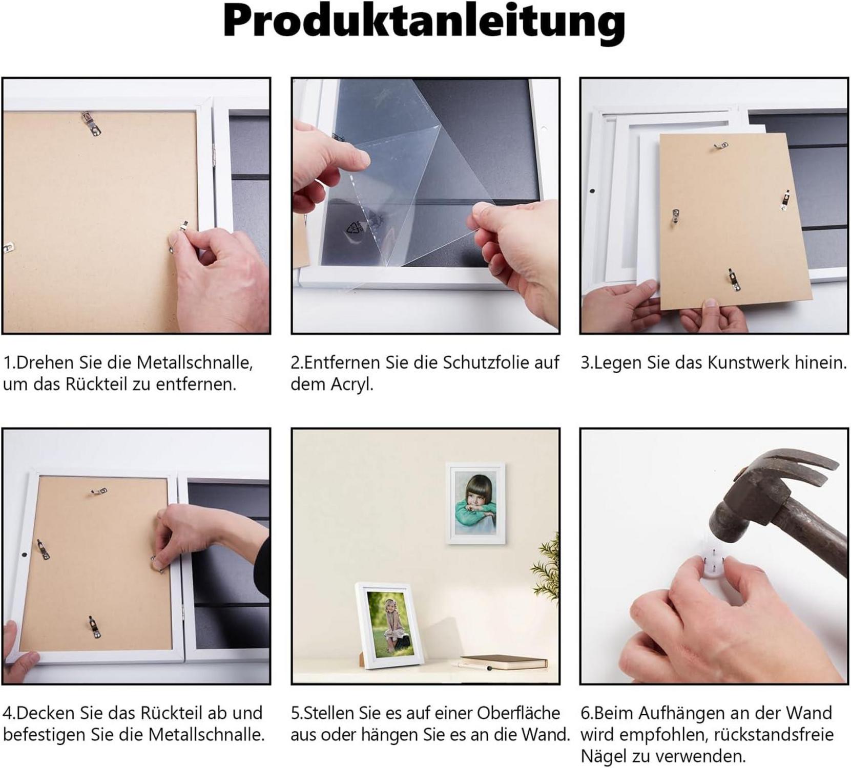Kinderbilderrahmen A4 für Kunstwerke Aufstellbar Wandmontierbar Acrylglas