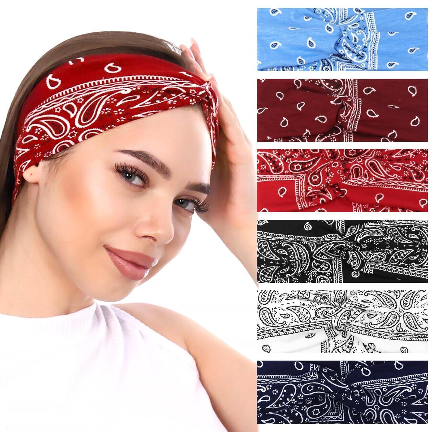 Damen Stirnband 6er Set Elastisch Boho Haarband Sommer Yoga Sport