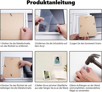 Kinderbilderrahmen A4 Weiß 2 Stück umweltfreundliches MDF-Material