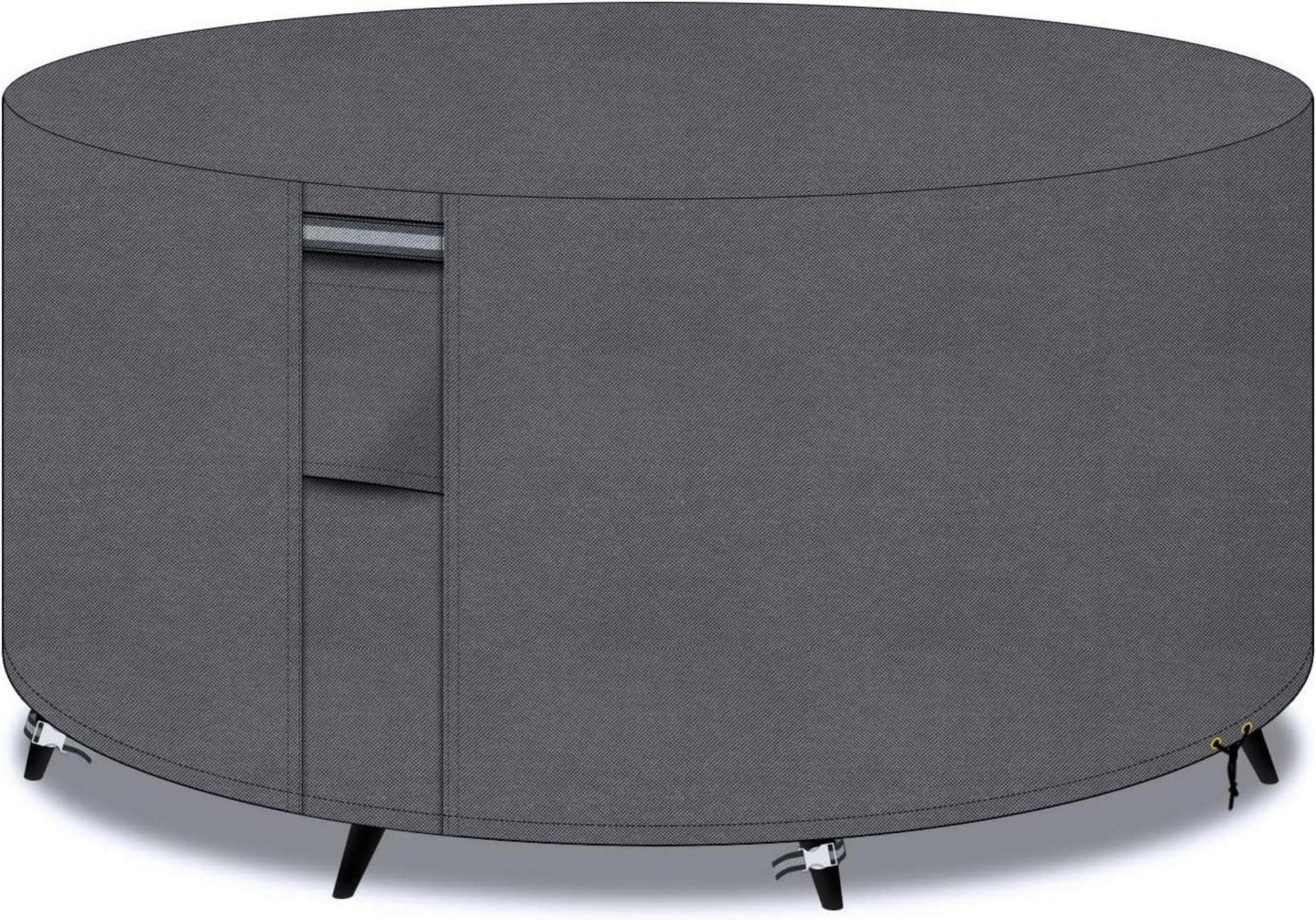 PATIO PLUS Gartentisch Abdeckung Rund Wasserdicht 300x90cm Grau