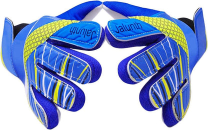 Torwarthandschuhe Fußball Latex Handfläche Blau-Gelb Junior