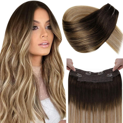 Remy Echthaar Verlängerung Balayage Dunkelbraun-Blond