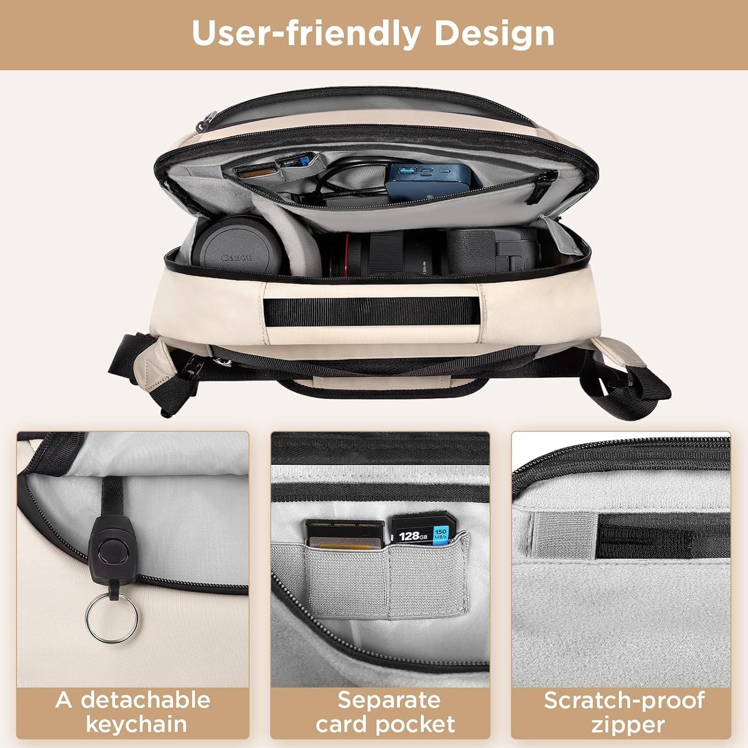 Wasserdichte Kameratasche mit Stativhalterung, Crossbody für Fotografen - Beige