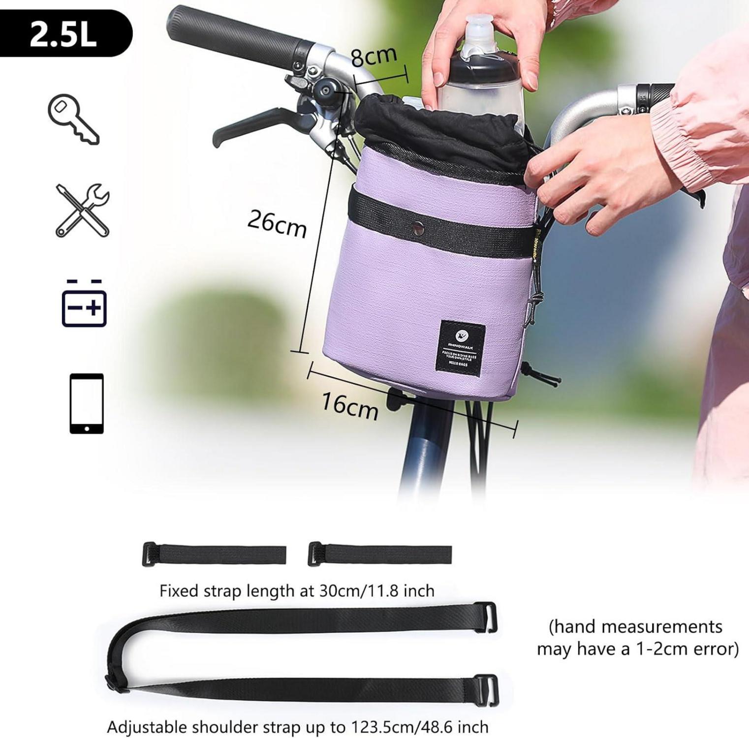 Multifunktionale 3.5L Lenkertasche für Fahrrad Violett