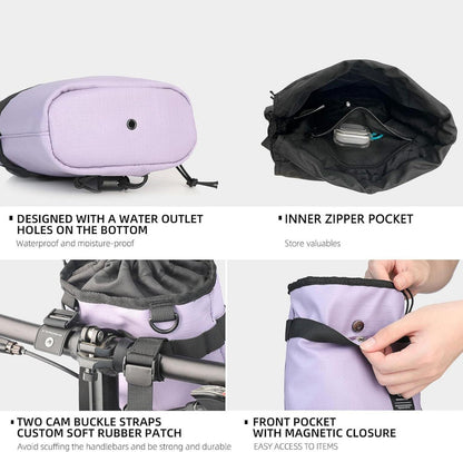 BAIGIO 3.5L Multifunktions-Fahrradlenkertasche, Lila Lavendel Violett