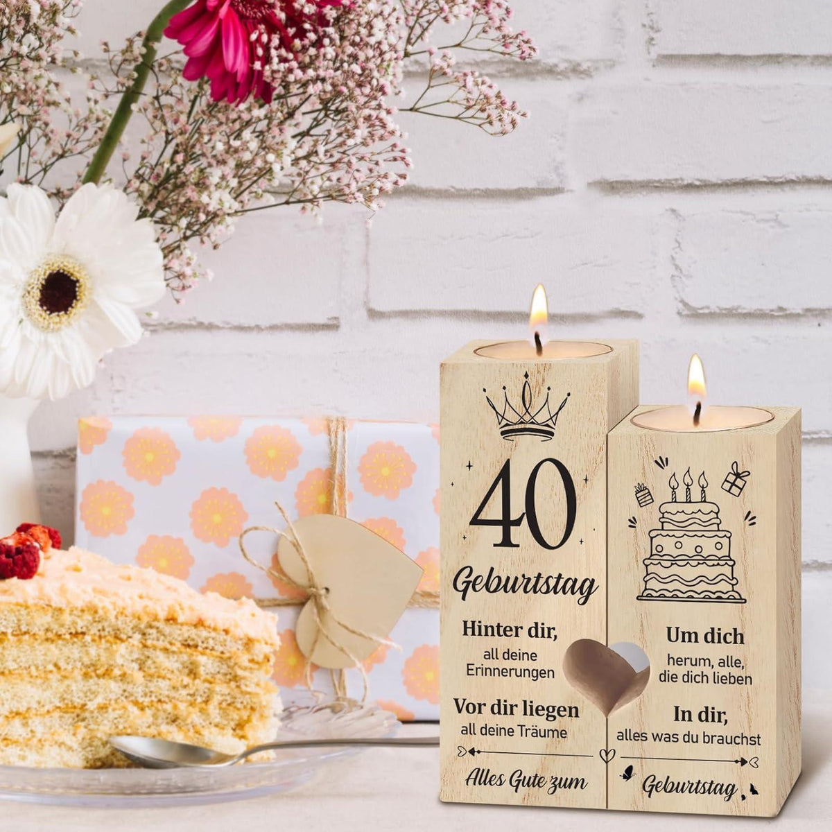 Personalisierter Kerzenständer 40. Geburtstag Geschenk 1985