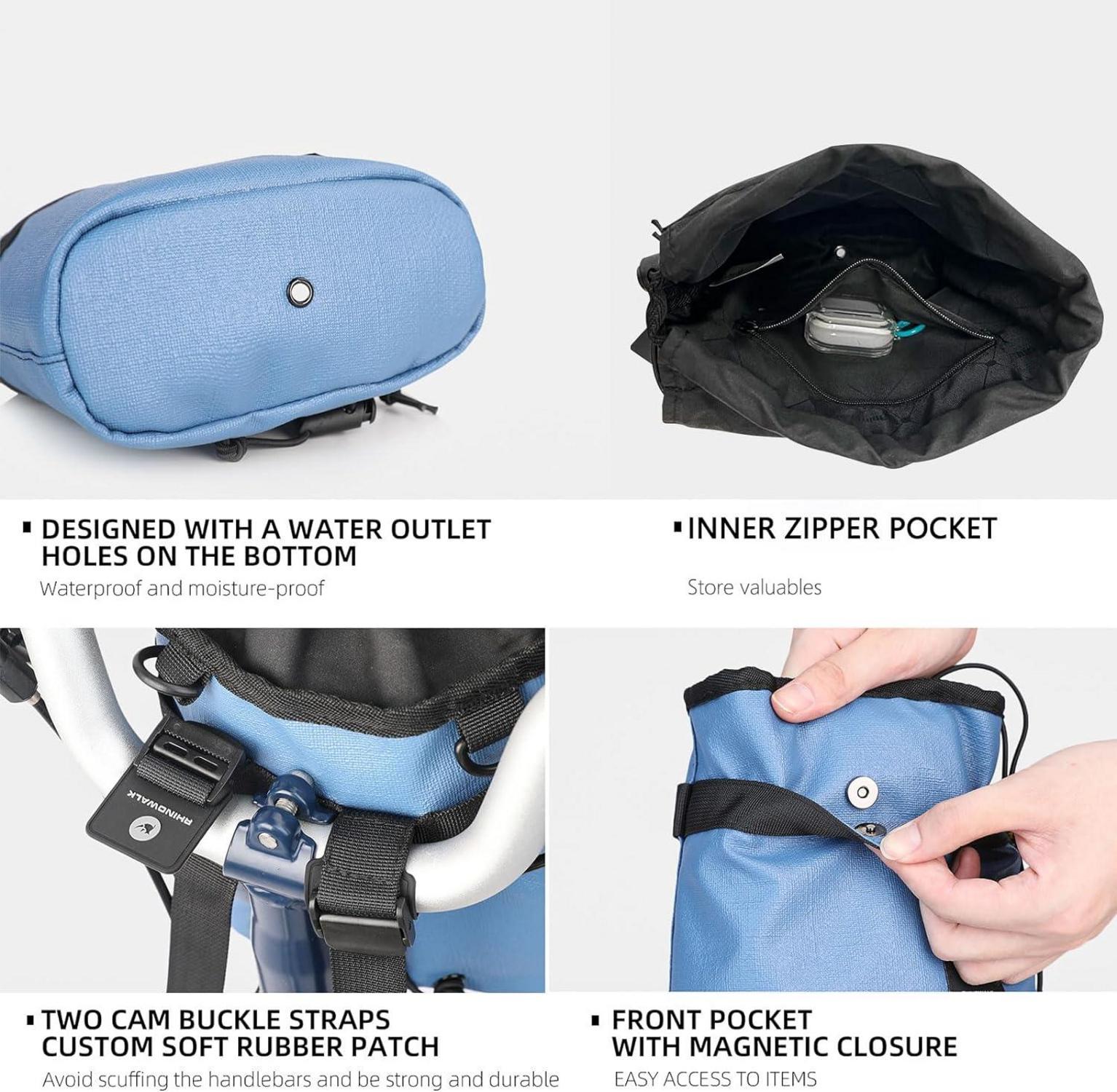 Lenkertasche 3.5L Multifunktional Blau für Fahrrad E-Scooter Kinder Damen Herren
