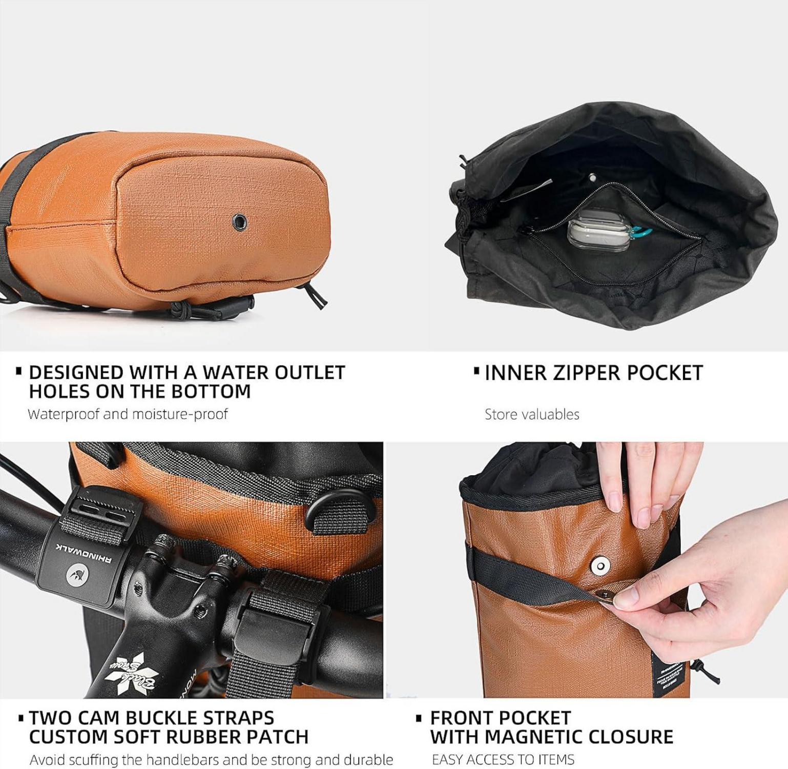 Multifunktionale Lenkertasche für Fahrrad 3.5L Braun