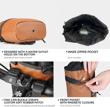 Multifunktionale Lenkertasche für Fahrrad 3.5L Braun