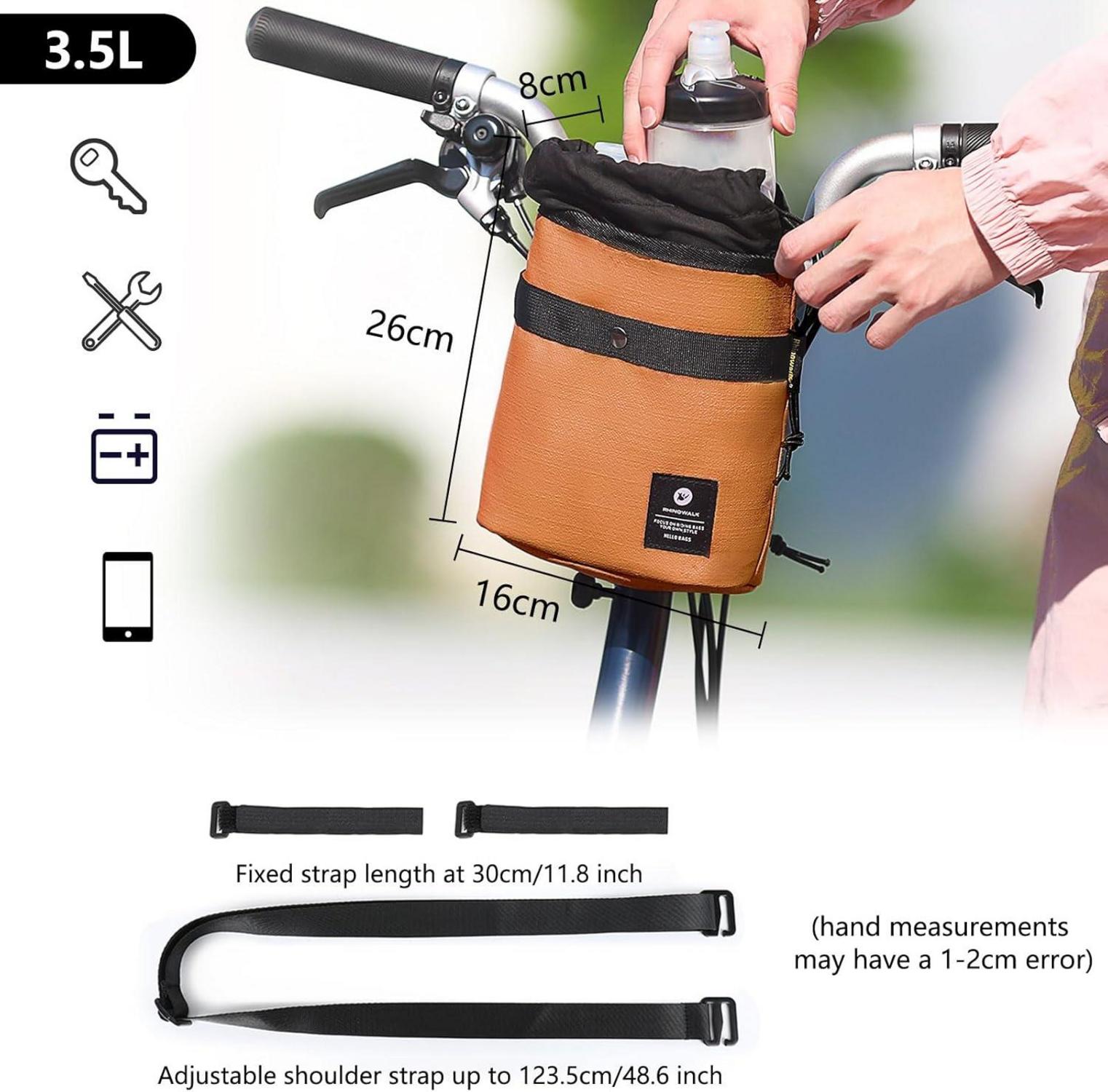 Fahrrad Lenkertasche 3.5L Multifunktional Vordertasche Braun Oxford-Stoff