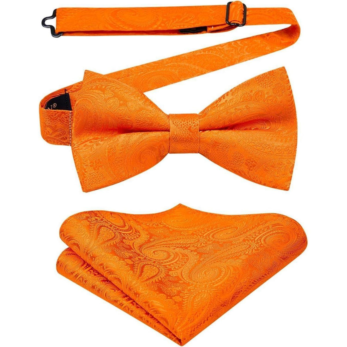 Herren Fliege mit Einstecktuch Set Orange