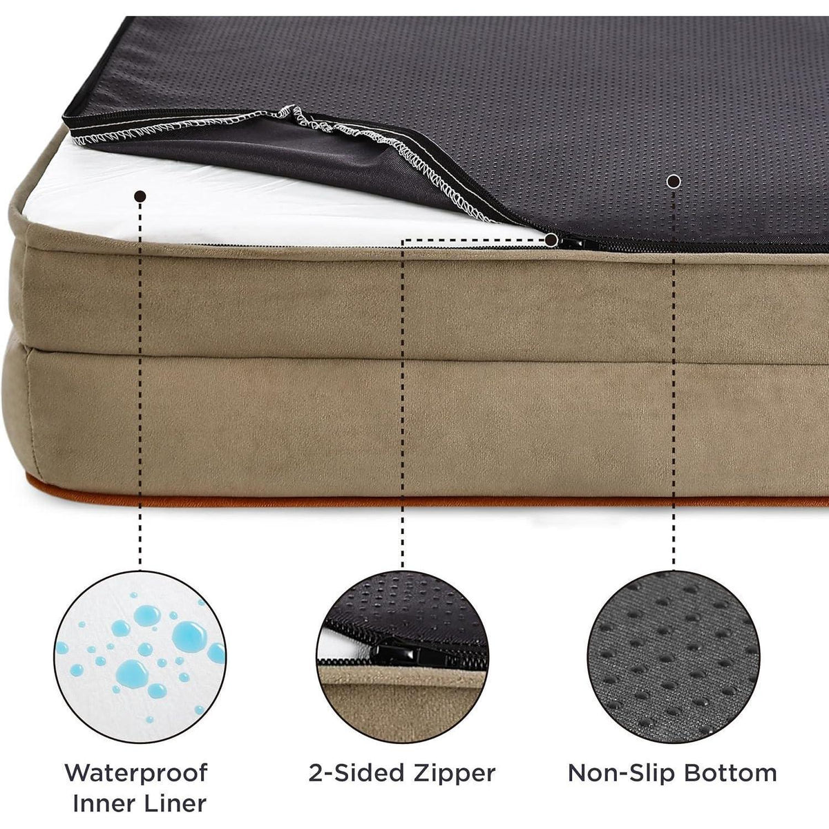 Orthopädisches Hundebett XXL Haselnussbraun 134x106 cm