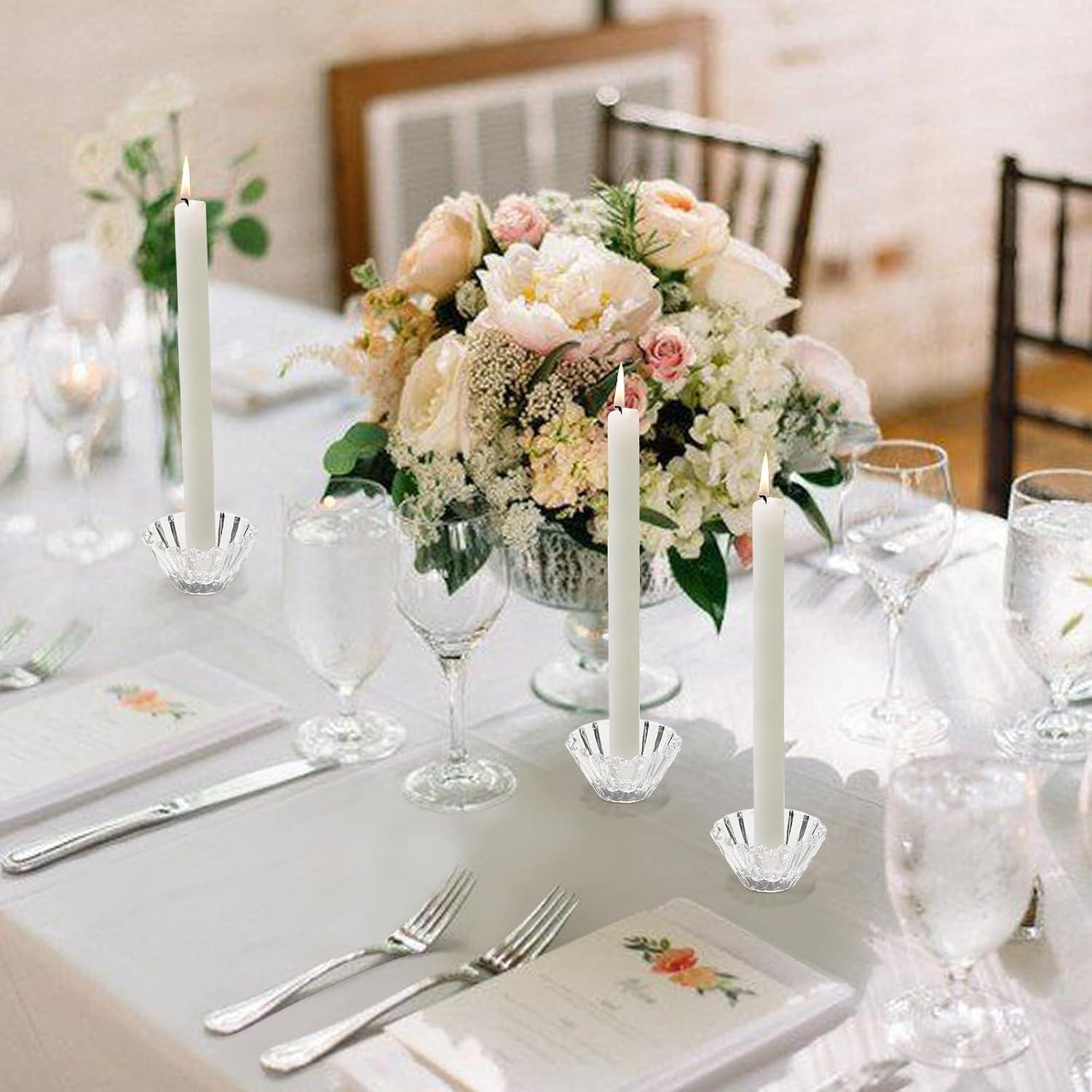 Kerzenhalter 3er Set Glas Stabkerzen Klar Hochzeit Party Tischdeko