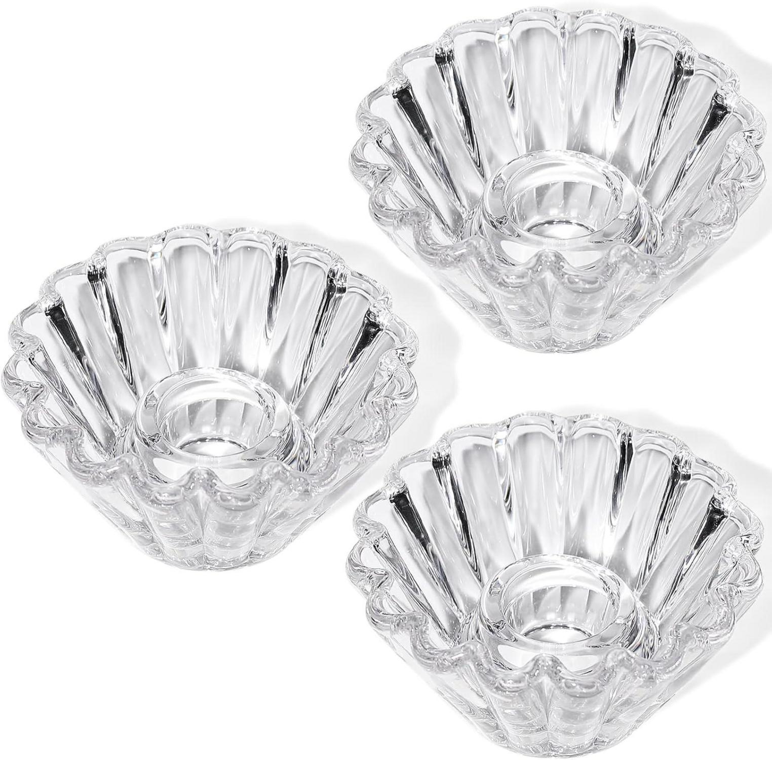 Kerzenhalter 3er Set Glas Stabkerzen Klar Hochzeit Party Tischdeko