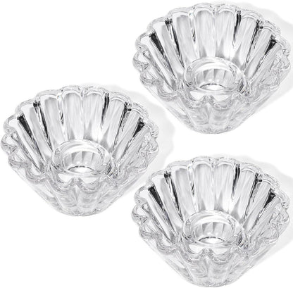 Kerzenhalter 3er Set Glas Stabkerzen Klar Hochzeit Party Tischdeko