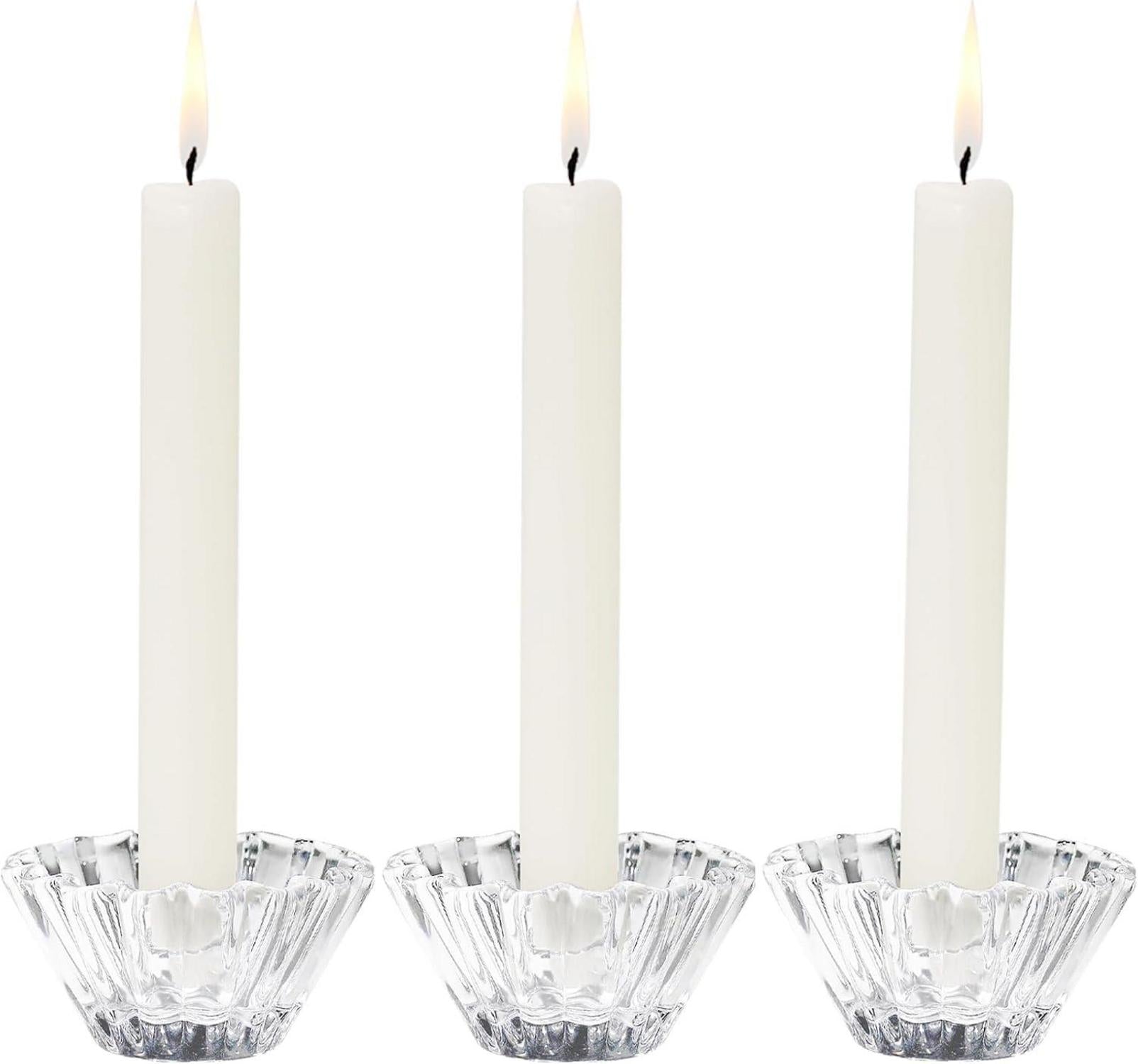 Kerzenhalter Glas Stabkerzen 3er Set Klar Hochzeit Party Deko