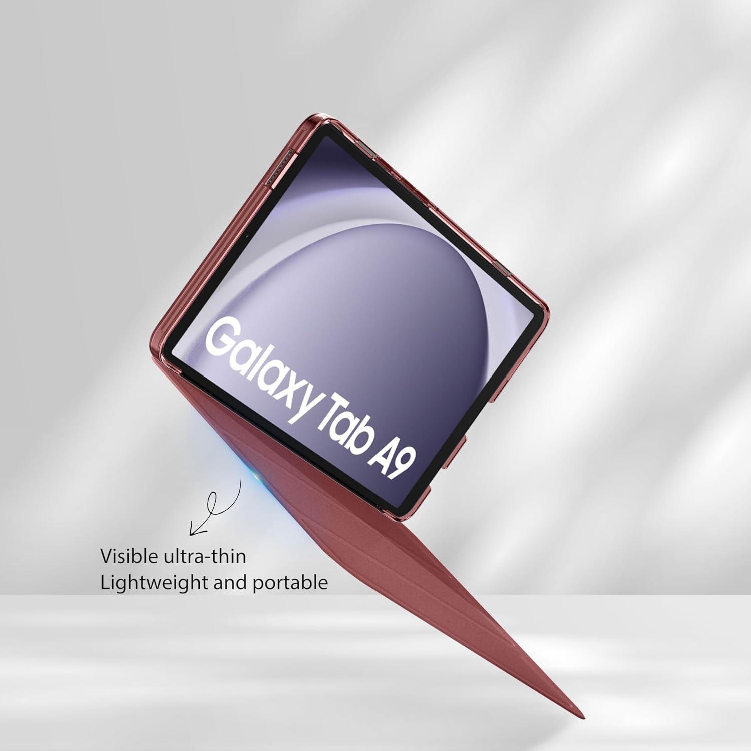EasyAcc Samsung Galaxy Tab A9 8.7 Zoll 2023 Hülle, PU Leder Schutzhülle, Rotwein